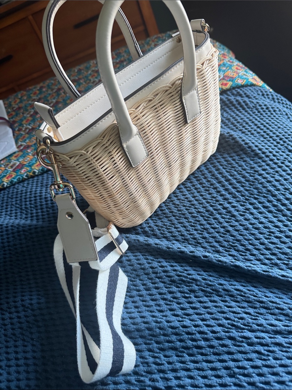 Aldo straw mini tote purse, EUC